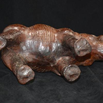 Vintage Leather Hippopotamus with Glass Eyes 13x8