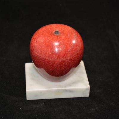 Alabaster Apple on Marble Pedestal 4x2.5