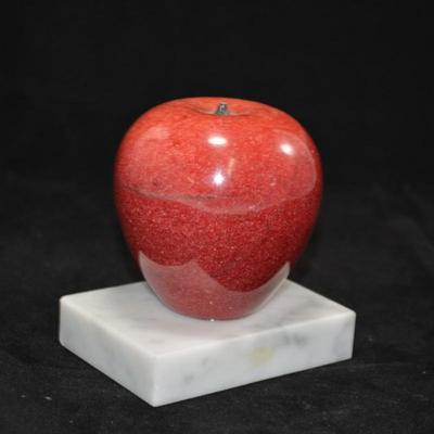 Alabaster Apple on Marble Pedestal 4x2.5