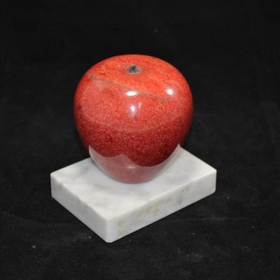 Alabaster Apple on Marble Pedestal 4x2.5