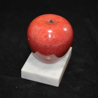 Alabaster Apple on Marble Pedestal 4x2.5