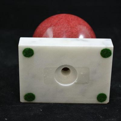 Alabaster Apple on Marble Pedestal 4x2.5