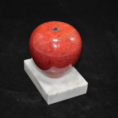 Alabaster Apple on Marble Pedestal 4x2.5
