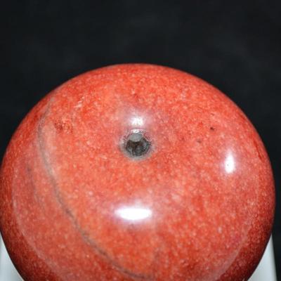 Alabaster Apple on Marble Pedestal 4x2.5