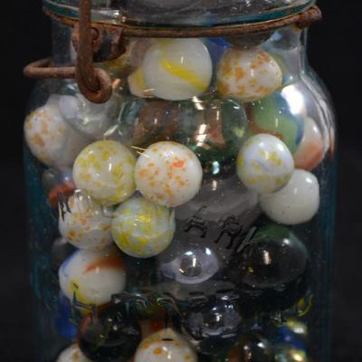 "Lightning" Jar Full of Marbles 6.5x3.5