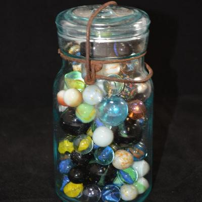 "Lightning" Jar Full of Marbles 6.5x3.5