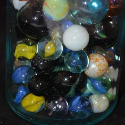 "Lightning" Jar Full of Marbles 6.5x3.5