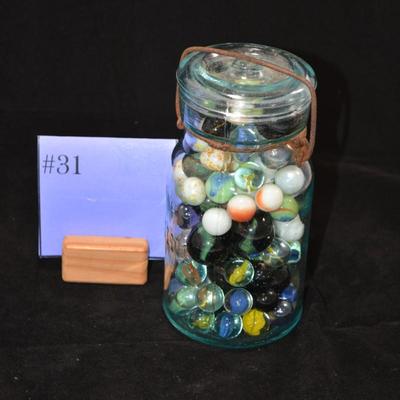 "Lightning" Jar Full of Marbles 6.5x3.5