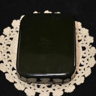 Eastern European Mother of Pearl Inlay Hinged Hand Painted Trinket Box 4x3x2
