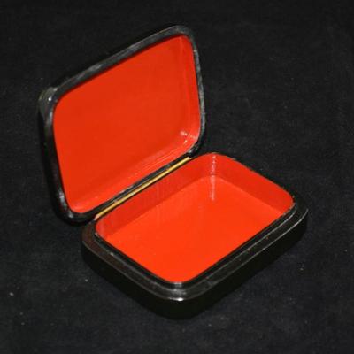 Eastern European Mother of Pearl Inlay Hinged Hand Painted Trinket Box 4x3x2