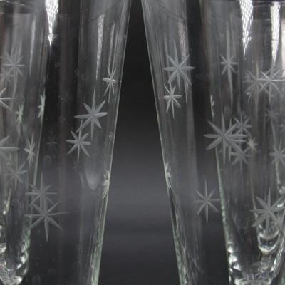 Lot of Retro Noritake Clear Glass MCM Atomic Starburst Etched Cocktail Baawre Drinking Glasses