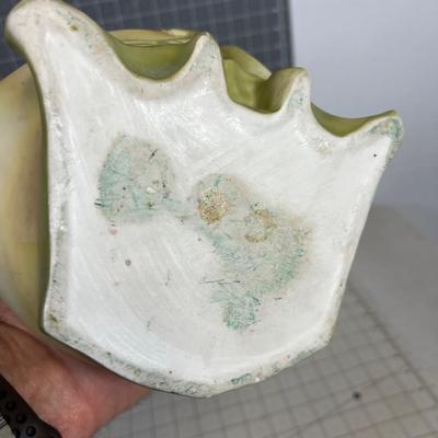 Art Nouveau Large Vase, Green with Lions 