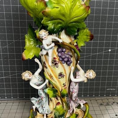Art Nouveau Vase Grapes, Leaves and Ladies