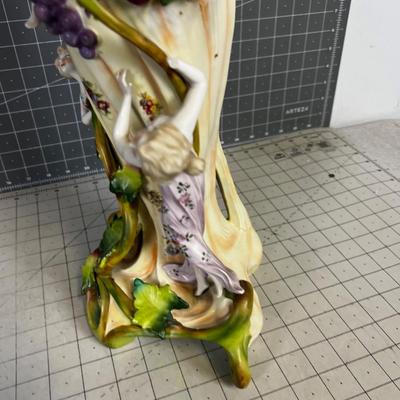 Art Nouveau Vase Grapes, Leaves and Ladies