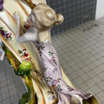 Art Nouveau Vase Grapes, Leaves and Ladies