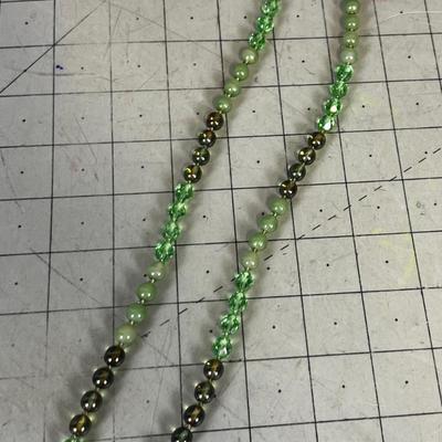 Lovely Light Green Beaded Necklace with Silver Clasp