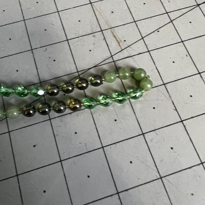 Lovely Light Green Beaded Necklace with Silver Clasp