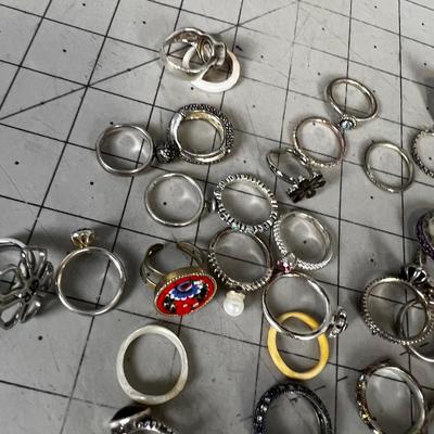 HUGE Hand Full Of Silver Rings A few are Sterling