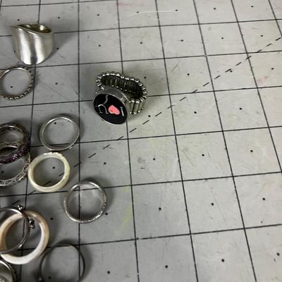 HUGE Hand Full Of Silver Rings A few are Sterling