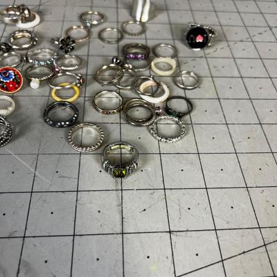 HUGE Hand Full Of Silver Rings A few are Sterling