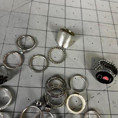 HUGE Hand Full Of Silver Rings A few are Sterling