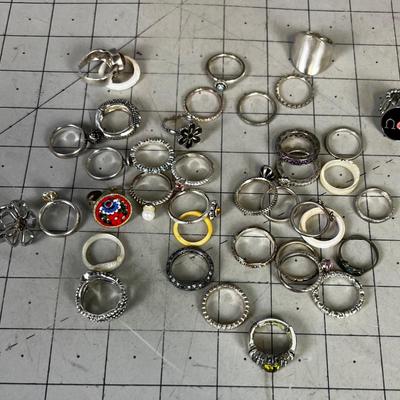 HUGE Hand Full Of Silver Rings A few are Sterling