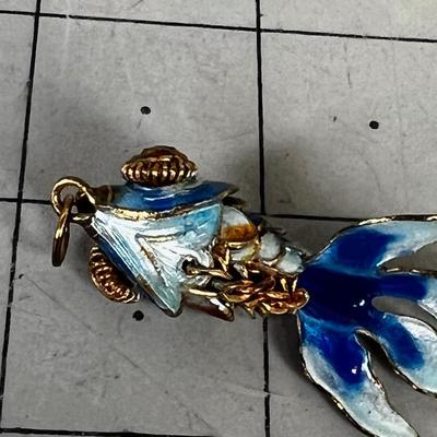 Enamel BLUE Koi Pendant that Reticulates 