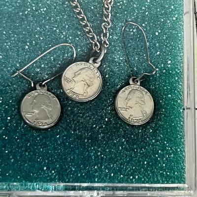 Miniature Washington Quarter Earing and Pendant Set 