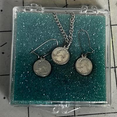 Miniature Washington Quarter Earing and Pendant Set 