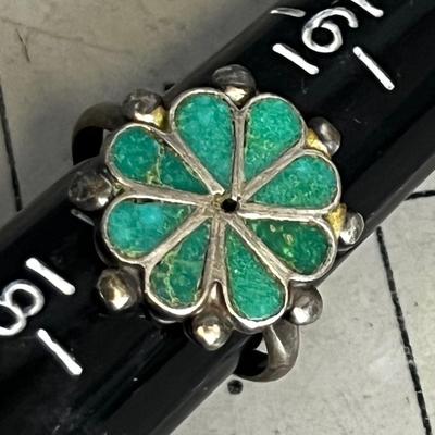 925 Turquoise Flower Ring 