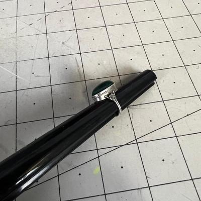 Antique Sterling Jade Ring 