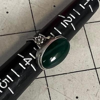 Antique Sterling Jade Ring 