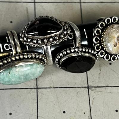 Lot of Rings - Genuine Stones Many Kinds. (5) Cabochon 