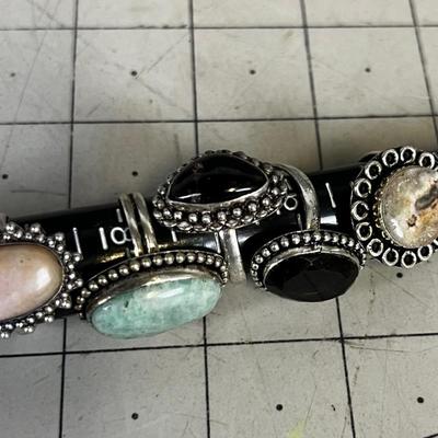 Lot of Rings - Genuine Stones Many Kinds. (5) Cabochon 