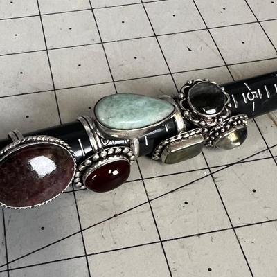 Lot of 6 Rings, Red jasper Lapis  