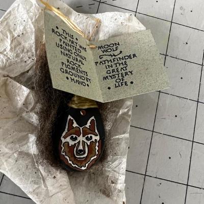 Moon Wolf Hand Painted ROCK ART 