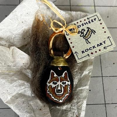 Moon Wolf Hand Painted ROCK ART 
