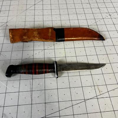 Vintage Stacked Leather Hunting KNIFE 