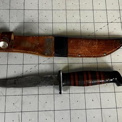 Vintage Stacked Leather Hunting KNIFE 