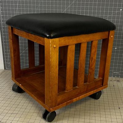 Black and Brown Rolling Foot Stool. 