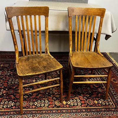 (2)  Antique OAK Chairs MATCHING