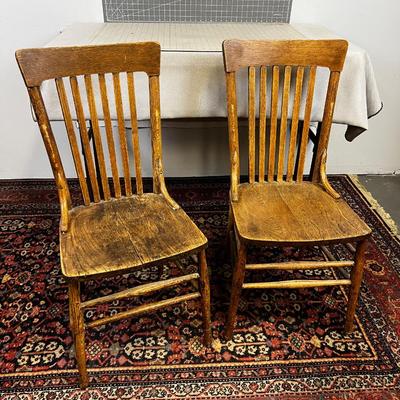 (2)  Antique OAK Chairs MATCHING