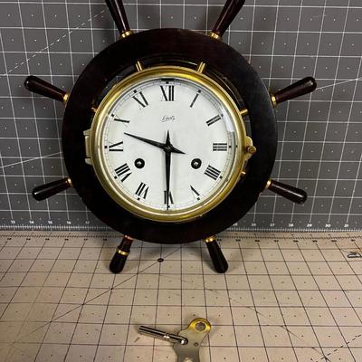CLOCK SCHATZ Brass Ship Wheel 