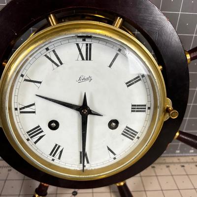 CLOCK SCHATZ Brass Ship Wheel 