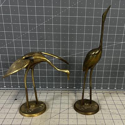 2 Brass Crane DÃ©cor'