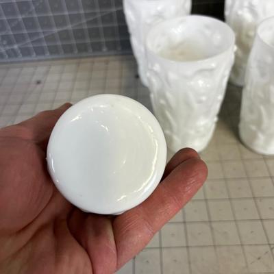 VINTAGE Mid Century  Free Form White Tumblers GLASS (7) 