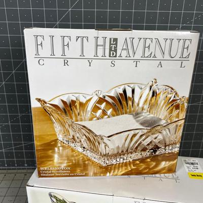 Fifth Avenue Crystal Vegetable Dish and Napkin Holder  NEW 