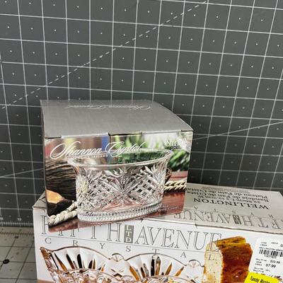 Crystal Bread Server & Bottle Coaster, New in the Box 