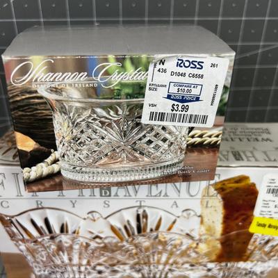 Crystal Bread Server & Bottle Coaster, New in the Box 