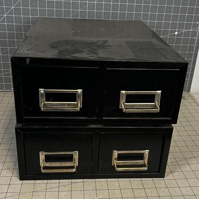 2 Index Card File Boxes with 2 drawers each 
